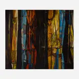 Robert Conover, Untitled (Abstract in Black, Blue, Rust & Yellow), 1946, oil on Masonite