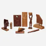 James Martin, Collection of eight figural objects, hand-carved wood