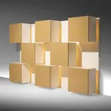 Roberto Monsani, Life Collection illuminated storage wall, c. 1975, lacquered board, laminate, smoked glass