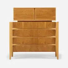 William Hinn, Swedish Guild Collection chest of drawers with hutch, c. 1960, walnut, beech