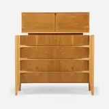 William Hinn, Swedish Guild Collection chest of drawers with hutch, c. 1960, walnut, beech
