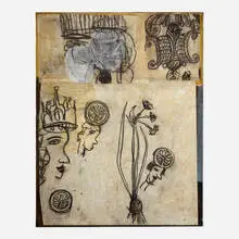 Roberto Juarez, Queen of Egypt, 1991, acrylic, charcoal and Japanese tear paper on linen