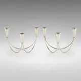 Maurice Duchin, Candleholders, pair, c. 1960, weighted sterling silver