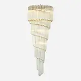 Camer, Chandelier, c. 1985, brass-plated metal, glass