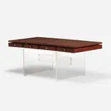 Poul Nørreklit, Desk, c. 1970, rosewood, acrylic, chrome-plated brass