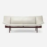 Sofa, model L84 by Takashi Okamura and Erik Marquardsen, 1984, teak, leather, sold Mar 2021