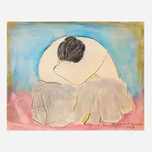 R. C. Gorman, Untitled (Woman Resting), 1977, mixed media on paper