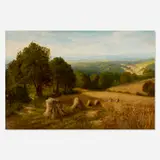William Kay Blacklock, Haystacks, oil on canvas