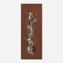 Rosemary Zwick, Untitled, glazed stoneware and driftwood mounted to wood