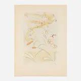 La chêne et le roseau (from the Le Bestiaire de la Fontaine Dalinisé portfolio) by Salvador Dalí, 1974, etching and drypoint with pochoir in colors on Auvergne, offered Jul 2025