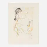 Le corbeau et le renard (from the Le Bestiaire de la Fontaine Dalinisé portfolio) by Salvador Dalí, 1974, etching and drypoint with pochoir in colors on Arches, offered Jul 2025