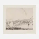 Pont à Rouen (from the 25 Lithographs porfolio) by Camille Pissarro by Georges William Thornley, c. 1900, chine appliqué with lithograph, offered Jul 2025
