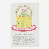 Andy Warhol, Dorothy Killgallens Gateau of Marzipan (from the Wild Raspberries portfolio), 1959, offset lithograph with hand-coloring