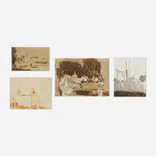 Seymour Remenick, Four works, gouache on paper; oil on paper; conté pencil on paper; watercolor on paper