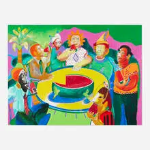 Jorge Ochoa, Día de Campo (Picnic Time), 1994, acrylic and sand on linen