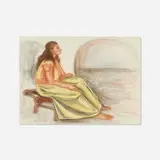 Raúl Anguiano, Untitled (Seated Woman's Profile), 1973, charcoal and pastel on paper
