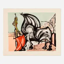 Óscar Domínguez, Hommage à Manolete, 1955, lithograph in colors on BFK Rives