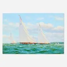 Stephen J. Renard, Yacht Race (Shamrock II, Candida and Endeavour), 1990, oil on canvas board