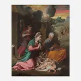 Michelangelo Anselmi, The Nativity and the Annunciation to the Shepherds beyond, oil on canvas