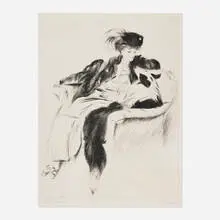 Jacques Villon, La femme au chien colley, 1905, drypoint on Arches