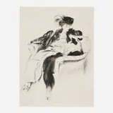Jacques Villon, La femme au chien colley, 1905, drypoint on Arches