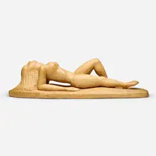 David Hostetler, Robin (sculpture) with Preparatory Study, 2013-14, catalpa, graphite on paper