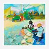 Jorge Ochoa, Market (Relax) (Descanso en el tianguis), 1995, acrylic on linen