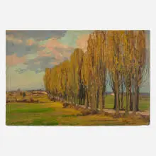 Fritz Wucherer, Poplar Trees, 1928, oil on board