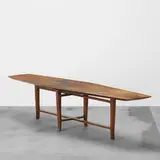 Edward Wormley, coffee table, model 5632N, c. 1957, walnut, Tiffany glass tiles