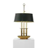 Maison Baguès, table lamp, c. 1945, brass, enameled brass, plastic, glass