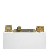desk set by Tiffany Studios, c. 1900, gilt bronze, mother of pearl, leather, sold Sep 2011