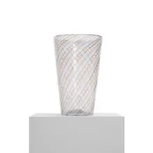 Zanfirico vase, model 4384 by Paolo Venini, c. 1955, woven lattimo glass canes, sold Sep 2011