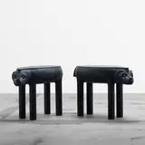 James Lohmann, Boar tables, pair, 2004, carved and ebonized wood