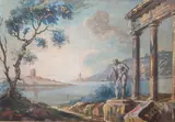 XIXe siècle Ecole française, Vue de mer, gouache sur papier