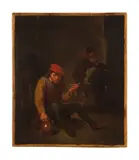 Le fumeur de pipe by Ecole Flamande Fin du XVIIIe Siecle, huile sur toile, sold Feb 2023