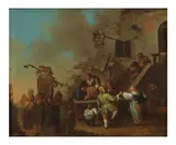 XVIIIe Siecle Ecole Allemande, Fête villageoise, huile sur panneau