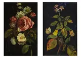 Charles-Joseph Node, Nature morte aux fleurs; Nature morte aux ronce et papillons, a pair, oil on canvas, unlined