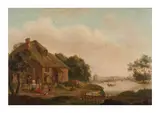 Paysages champêtres animés de figures by XVIIIe Siecle Ecole Flamande, huile sur panneau, offered Feb 2023