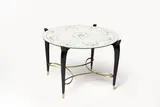 René Prou, Table basse, A black lacquered wood, brass and glass coffee table  by René Prou designed circa 1930
