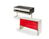 Raymond Fernand Loewy, Ensemble comprenant une commode et un meuble d'appoint double-faces mod. DF 2000, A set of plywood, melamine and ABS mod