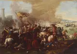called Il Borgognone Jacques Courtois, Turkish engagement, oil on canvas laid down on aluminum