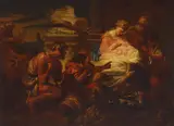Northern Italian School, The Holy family with shepherds, oil on canvas