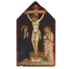 Italian School, The Crucifixation, oil and gilding on a shaped panel