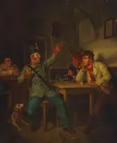 August Heinrich Mansfeld, Tales of battle, oil on canvas