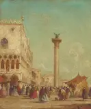Francesco Guardi, Riva degli Schiavoni, Venice, oil on canvas laid down on panel