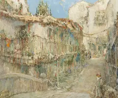 George Wharton Edwards, A fishing village, Ferrol, Spain, oil on panel