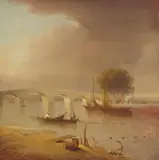 William Marlow, A bridge on the Thames, London, oil on canvas