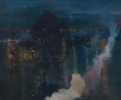 Lluís Graner, Vista nocturna, oil on canvas