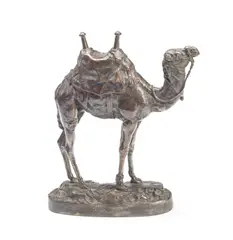 Antoine-Louis Barye, patinated bronze model of Dromadaire harnaché d'Égypte, patinated bronze