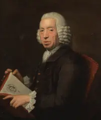 Portrait of a gentleman half-length, holding a copy of Abrege de la Vie des Plus Fameux Peintres by German School, oil on canvas, sold Sep 2023